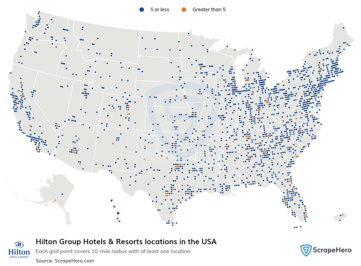 Map of  locations in the United States in 2025