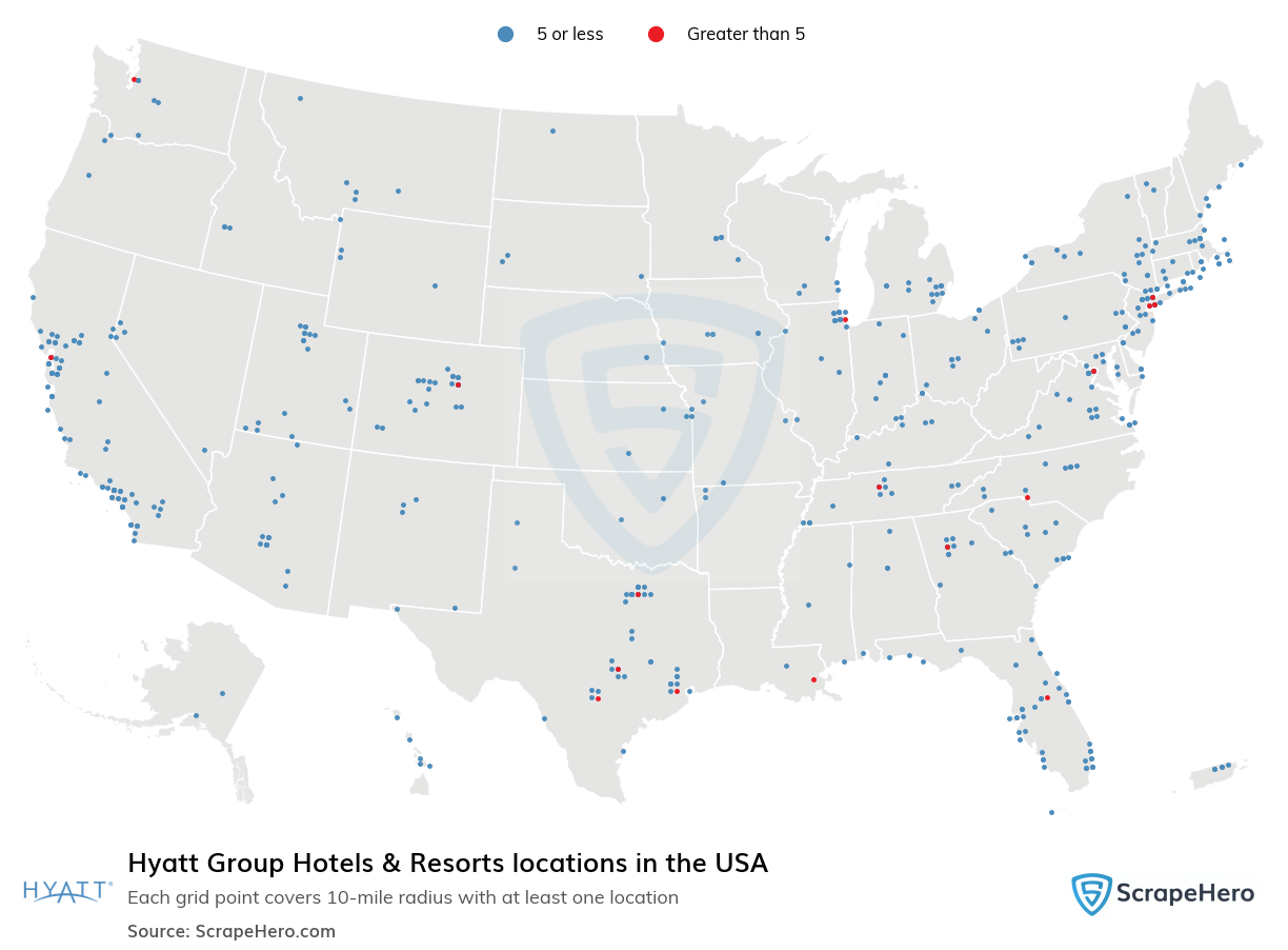 Map of  locations in the United States in 2025