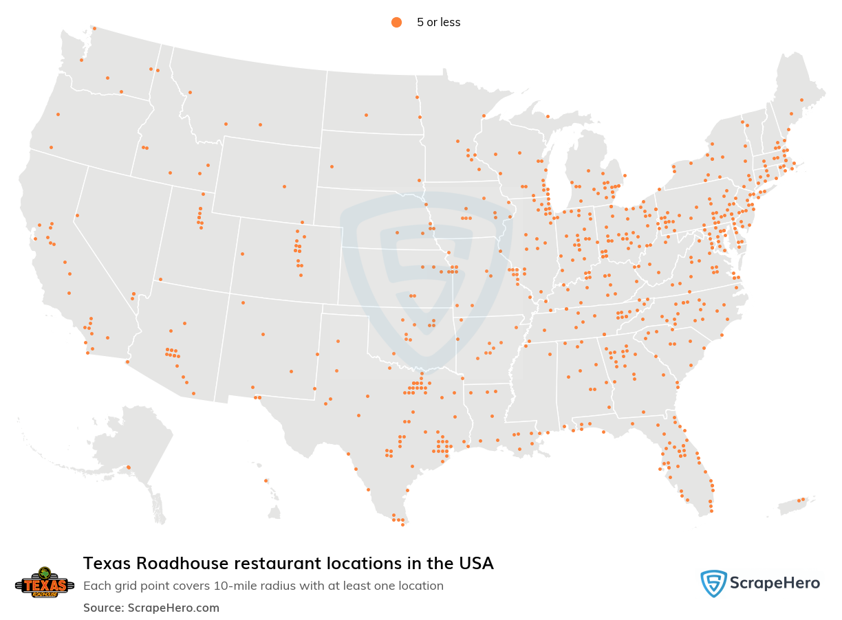 Map of  locations in the United States in 2025