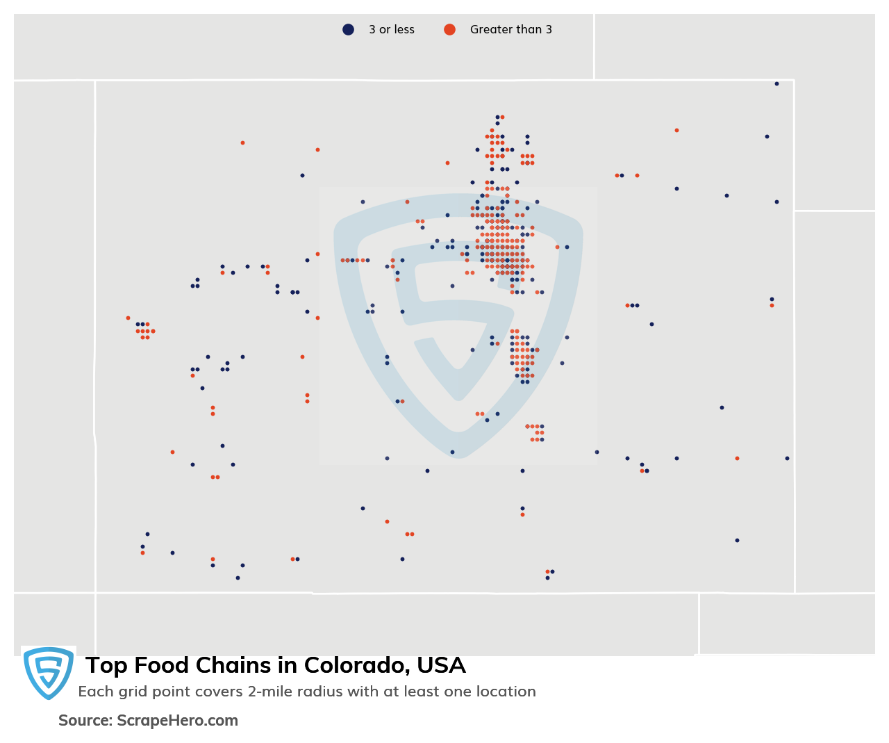 Map of top food chains in Colorado in 2025